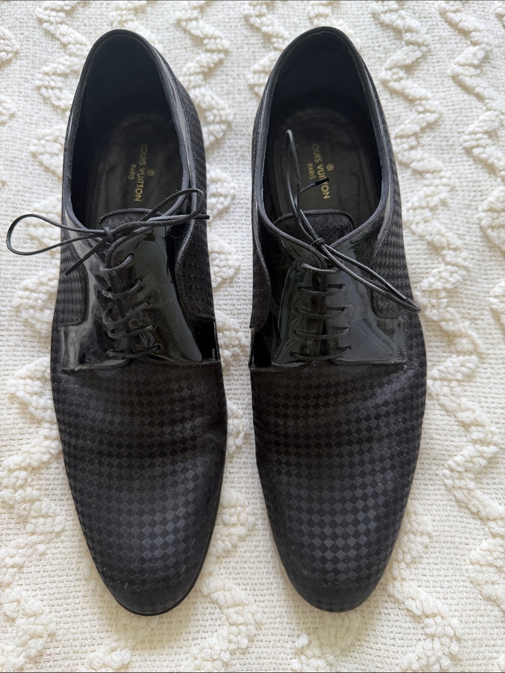 Louis Vuitton Solferino Derby Black Checkerboard Patent Cap-Toe 45